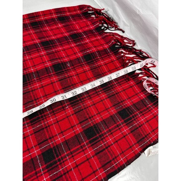 Pier 1 Imports Pashmina Plaid Red Lurex Throw Shawl Blanket Vintage Christmas - Picture 11 of 13